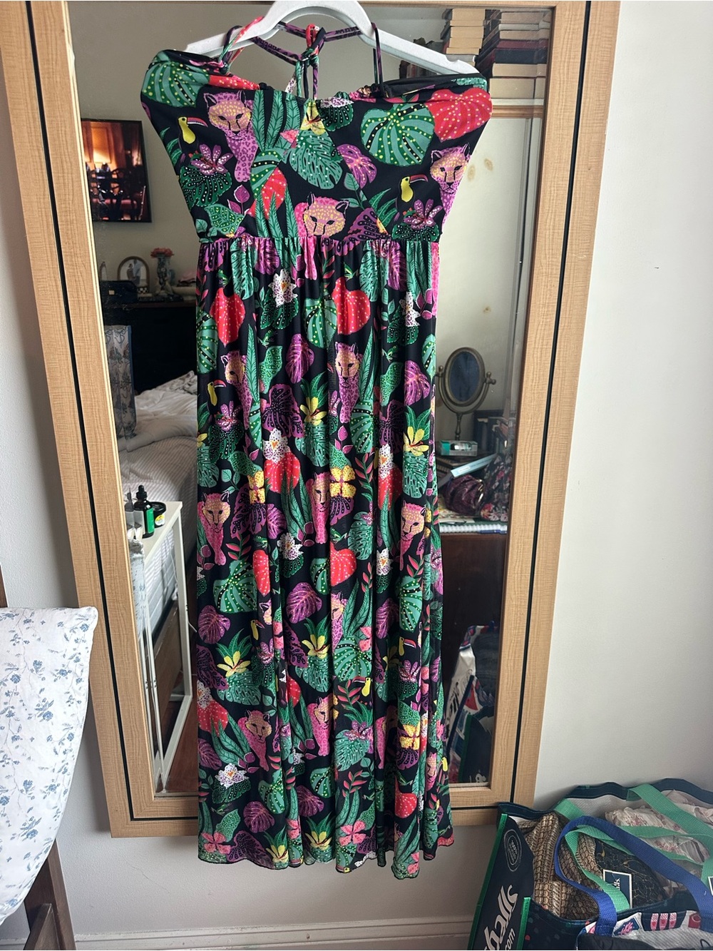 Besty Johnson Tropical Animal Print Strapless Maxi Dress - Black Background